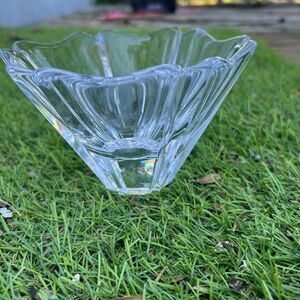 Vintage Orrefors Sweden Orion Lead Crystal Bowl Signed Le Petal Orion 7 X 4.5"